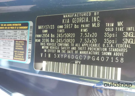 2023 Kia Telluride S from USA, damaged, VIN 5XYP6DGC7PG407158